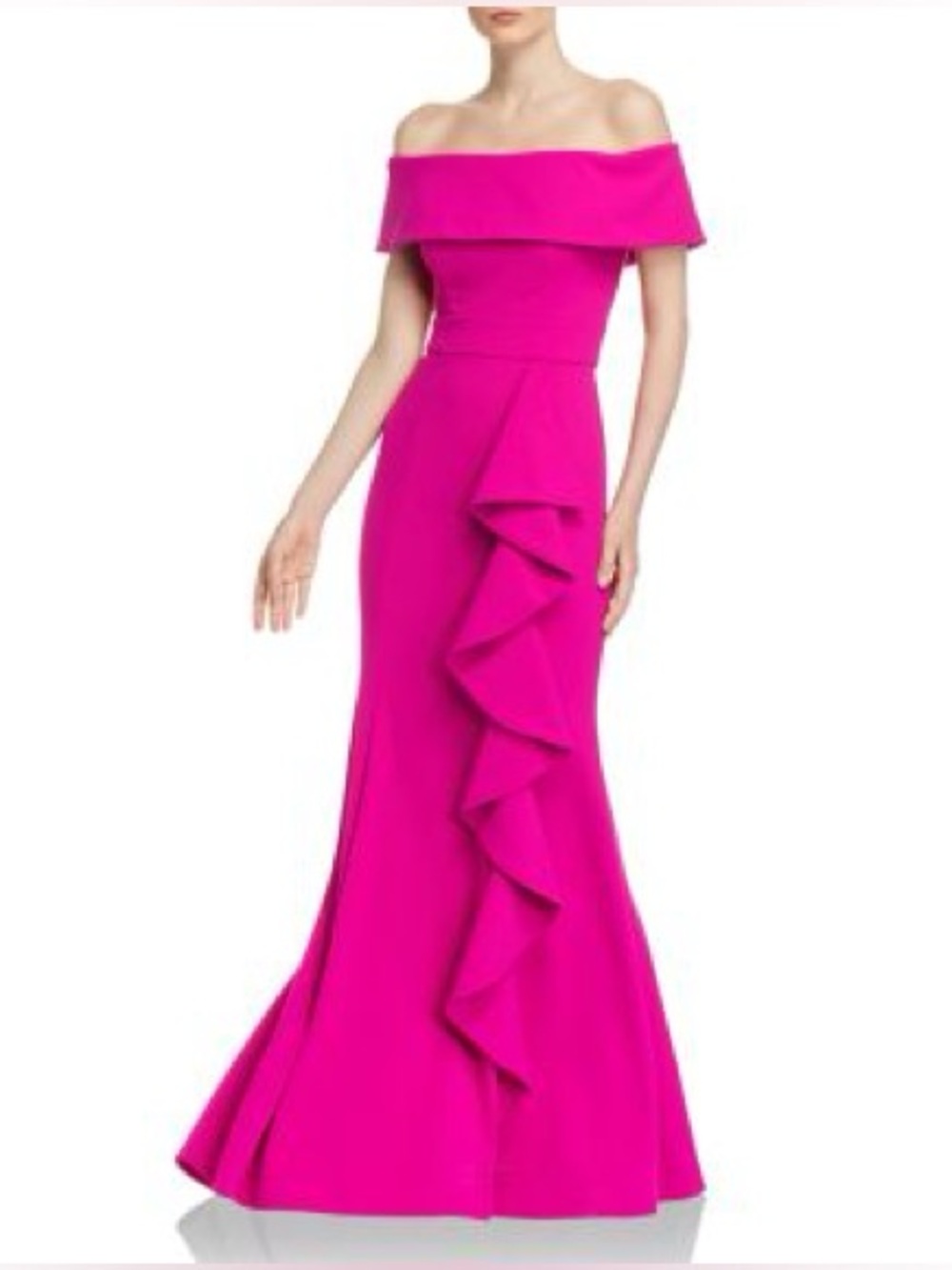 Aqua | Off-Shoulder Crepe Gown